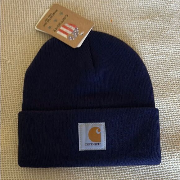 Carhartt Blue Knit Hat/Beanie with Logo Patch one size NWT - Picture 2 of 7